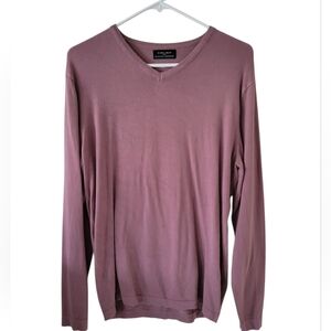 Zara Man Basic Mauve V Neck Sweater